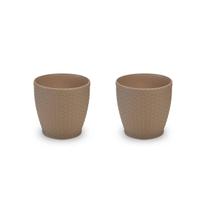 2X Vaso Rattan Médio 02 (0,75L) Palha INJEPLASTEC