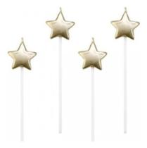 2X Vela De Aniversário Silver Festas Bolo Formato Estrela