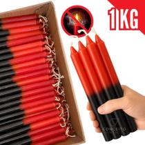 2X Vela Palito 33 Velas De 18 Cm 1 Kg Cor Preta E Vermelha M