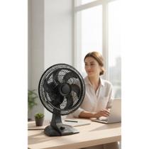 2x Ventilador 2 em 1 Potente, Silencioso - 40cm 6 Pás Preto
