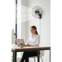 2x Ventilador Parede 60cm 3 Pás Oscilante Bivolt Preto Poten