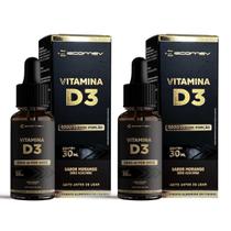 2x Vit. D3 2000ui Gotas Sublingual Vegana Sem Açúcar Sabor Morango 30ml Ecomev