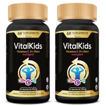 2x vitalkids vitamina c d zinco infantil 30caps mastigavel - HF SUPLEMENTS