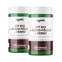 2x Vitamina B12 + Ácido Fólico + Ferro 120 Cápsulas - Ayeko