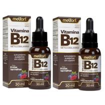 2x Vitamina B12 Metilcobalamina em Gotas Sabor Frutas Vermelhas 30ml Rápida Absorção - Melfort