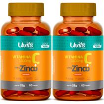2x Vitamina C 1000mg Zinco 10mg 60 Cápsulas Uvits - 120 capsulas