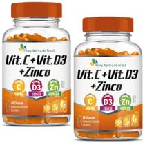 2x Vitamina C + Vitamina D3 + Zinco 60 Caps Flora Nativa