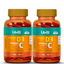 2x Vitamina D3 2000ui Vitamina C 1000Mg 90 Cáps - Uvits