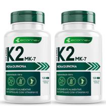 2x Vitamina K2 MK7 Menaquinona 500mg Pura Isolada Maior Absorção 149mcg 240Cáp 4 meses Ecomev