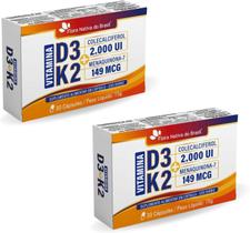 2x Vitaminas D3 + K2 30Caps (2000UI D3 e 149mcg K2) 500mg 2x Vitaminas D3 + K2 30Caps (2000UI D3 e 149mcg K2) 500mg