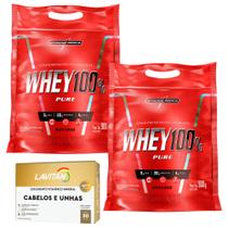 2x Whey 100% Pure Whey Protein Concentrado - Refil - 900g + Cabelos e Unhas - Lavitan - 30 Cáps