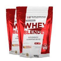 2x whey blender concentrado morango c/ banana 900g hf suple 2x whey blender concentrado morango c/ banana 900g hf suple