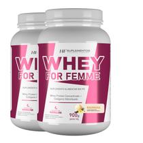 2x whey for femme + colageno hidrolisado 900g baunilha hf suplementos
