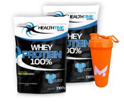 2X Whey Protein 100% 2,1kg (4,2kg) Healthtime + Coqueteleira Shaker 700ml