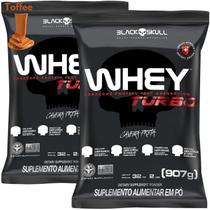 2x Whey Protein Concentrado Turbo Refil 907g - Kit 2X Black Skull - Ganho de Massa Muscular