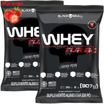 2x Whey Protein Concentrado Turbo Refil 907g - Kit 2X Black Skull - Ganho de Massa Muscular