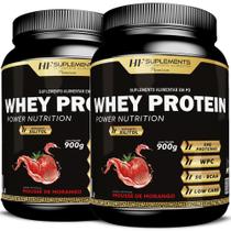 2X Whey Protein Power Nutrition Mousse De Morango 900G