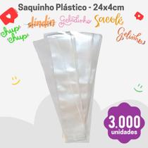 3.000 sacos geladinho, sacolé, din din, chup chup 4x24cm envio imediato