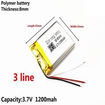 3.7v Bateria 3 Fios 1200 Mah 8mm X 34mm X 43mm 803443 Ml 3.7v Bateria 3 Fios 1200 Mah 8mm X 34mm X 43mm 803443 Ml