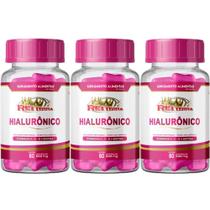 3 Ácido Hialurônico + Peptídeos Colágeno + Biotina + Vit A C E 60 Cápsulas 500mg