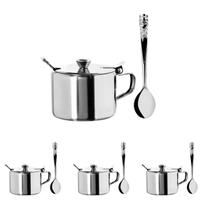 3 Açucareiro Inox luxo Com Colher restaurante hotel c/ tampa 3 Açucareiro Inox luxo Com Colher restaurante hotel c/ tampa