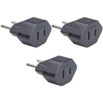 3 Adaptador 2 Pinos 10a Chato Americano Para Redondo Margirius