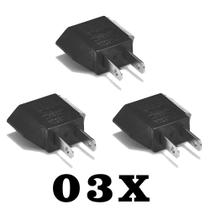 3 Adaptador Para Tomada Br Para Us Saida Pino 110/220v Chato