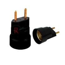 3 Adaptadores Soquete Bocal Base Tomada Plug E27 Preto