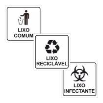 3 Adesivos Lixo Infectante Reciclavel Comum Lixeira 15x15