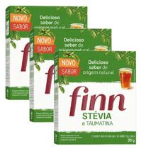 3 Adoçante Finn Pó Stévia Taumatina Sache 50 Unidades 600Mg