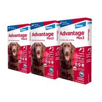 3 Advantage Max 3 Antipulgas Cães Acima 25kg Total 9 Pipetas