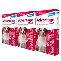 3 Advantage Max 3 Cães 10 A 25kg Total 9 Pipetas