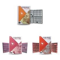 3 Álbuns De Moedas 1924 A 2050 Cruzeiro, Real e Cruzado