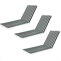 3 Almofada Colchonete Espreguiçadeira Listrada Branca Preto 3 Almofada Colchonete Espreguiçadeira Listrada Branca Preto