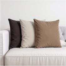 3 Almofadas Cheia Veludo Sofa 45x45 Diversidade Cores