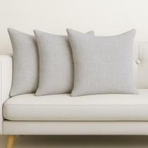 3 Almofadas Cheias em Linho Premium Luxo Sofa Decorativa 45x45 Cinza