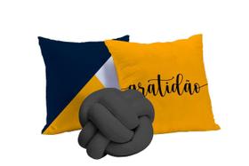 3 almofadas kit completo estampas sofisticadas capa c zíper e refil com varias cores para quarto sala e escritorio