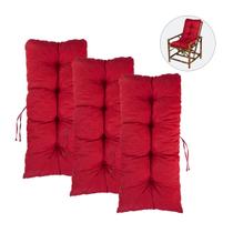 3 Almofadas P/ Cadeira Poltrona Sofá Vime e Bambu - Vermelha