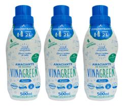 3 Amaciante Roupas Vinagreen Algodão Concentrado em Frasco 500 Ml