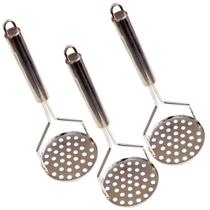 3 Amassador Espremedor Batata Purê Inox Grande Profissional - NAVY+PRO