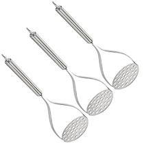 3 Amassador Espremedor De Batatas Purê Inox Cabo Reforçado