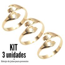 3 Anéis + Caixinha de Presente- Folheado a ouro 18k Antialérgico