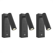 3 Arandela Cabeceira Leitura Led 3w Usb Interruptor Bet68 3 Arandela Cabeceira Leitura Led 3w Usb Interruptor Bet68