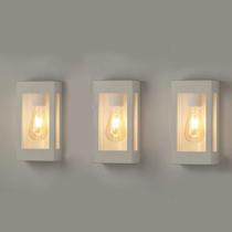 3 Arandela Externa Vintage Branca Retangular E27 Jardim Zan89 + lâmpada 4w