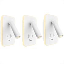 3 Arandela Spot Leitura Foco Móvel Led Interruptor USB Bet79 3 Arandela Spot Leitura Foco Móvel Led Interruptor USB Bet79