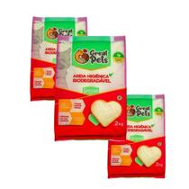 3 Areia Great Pets Biodegradável Grossa Para Gatos - 2 Kg