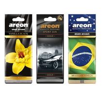 3 Aromatizante P/Carro Areon Vanilla,Sport Luxgold,Brilian