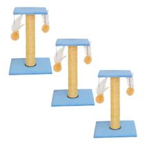 3 Arranhador Divertido Quadrado Para Gatos São Pet - Azul