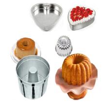 3 Assadeiras Formas de Bolo Confeitaria 1 Forma Suiça + 1 Forma de Pudim + Forma de Bolo Coração