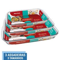 3 Assadeiras Travessas de Vidro Retangular 3 Tamanhos Nadir 3 Assadeiras Travessas de Vidro Retangular 3 Tamanhos Nadir